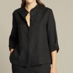 NWT Hot Cotton 1X black tunic top, Linen blend, blouse